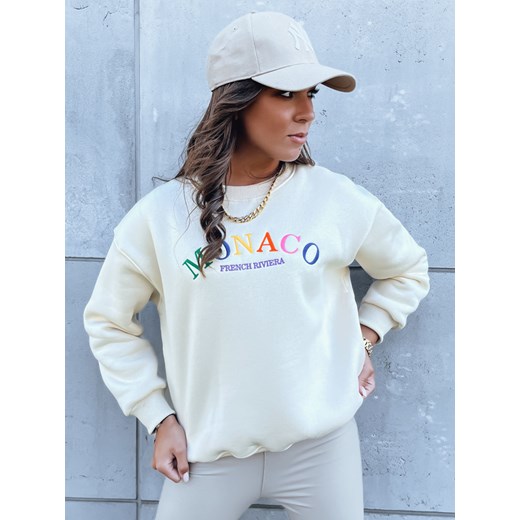 Bluza damska oversize MONACO kremowa Dstreet BY1232 ze sklepu DSTREET.PL w kategorii Bluzy damskie - zdjęcie 176328370