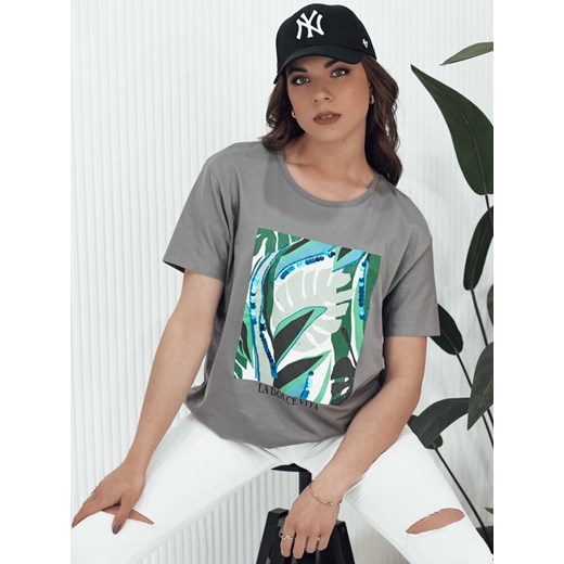 T-shirt damski z nadrukiem MUYUMBA grafitowy Dstreet RY2619 ze sklepu DSTREET.PL w kategorii Bluzki damskie - zdjęcie 176328452