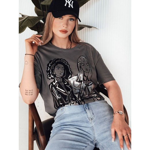 T-shirt damski COMIS ciemnoszary Dstreet RY2607 ze sklepu DSTREET.PL w kategorii Bluzki damskie - zdjęcie 176328470