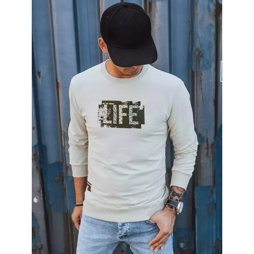 Bluza męska z nadrukiem beżowa Dstreet BX5361 ze sklepu DSTREET.PL w kategorii Bluzy męskie - zdjęcie 176328901