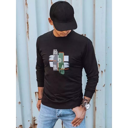 Bluza męska z nadrukiem czarna Dstreet BX5352 ze sklepu DSTREET.PL w kategorii Bluzy męskie - zdjęcie 176329024