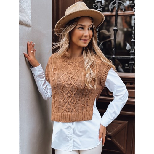Sweter damski CELESTIA kamelowy Dstreet MY2216 ze sklepu DSTREET.PL w kategorii Swetry damskie - zdjęcie 176329042