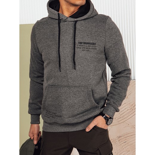 Bluza męska z kapturem antracytowa Dstreet BX5694 ze sklepu DSTREET.PL w kategorii Bluzy męskie - zdjęcie 176329261