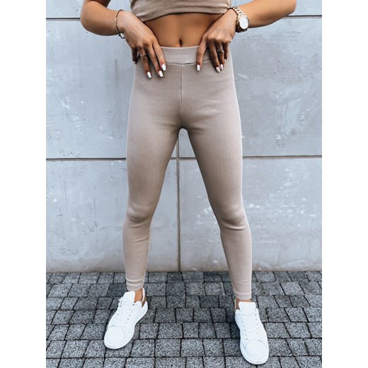 Spodnie damskie legginsy OLIVE BRANCH beżowe Dstreet UY1611 ze sklepu DSTREET.PL w kategorii Spodnie damskie - zdjęcie 176329514