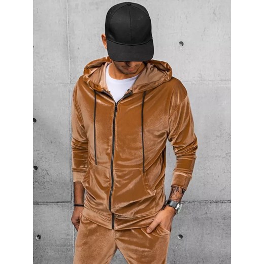 Bluza męska welurowa kamelowa Dstreet BX5542 ze sklepu DSTREET.PL w kategorii Bluzy męskie - zdjęcie 176329594
