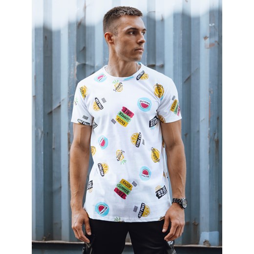 T-shirt męski z nadrukiem biały Dstreet RX5613 ze sklepu DSTREET.PL w kategorii T-shirty męskie - zdjęcie 176329711