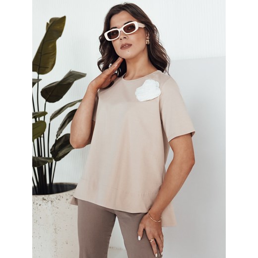 T-shirt damski BINDA beżowy Dstreet RY2484 ze sklepu DSTREET.PL w kategorii Bluzki damskie - zdjęcie 176329812