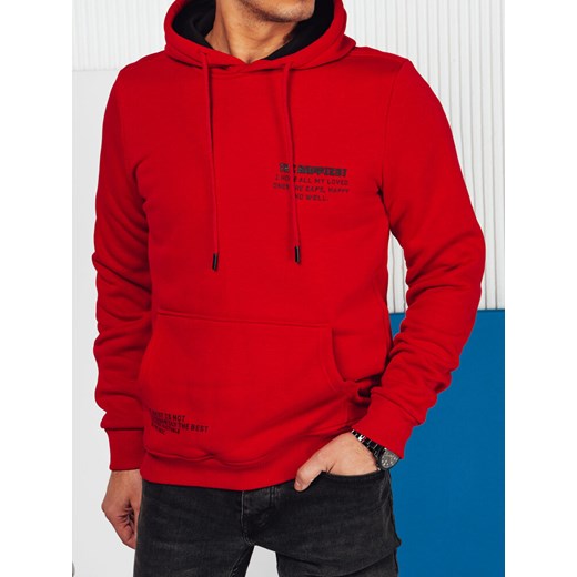 Bluza męska z kapturem czerwona Dstreet BX5688 ze sklepu DSTREET.PL w kategorii Bluzy męskie - zdjęcie 176329993