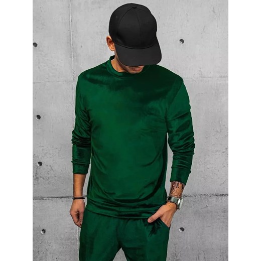 Bluza męska welurowa  zielona Dstreet BX5532 ze sklepu DSTREET.PL w kategorii Bluzy męskie - zdjęcie 176330004