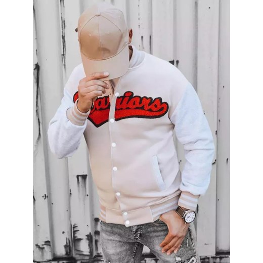 Bluza męska rozpinana ecru Dstreet BX5432 ze sklepu DSTREET.PL w kategorii Bluzy męskie - zdjęcie 176330113