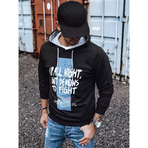 Bluza męska z nadrukiem czarna Dstreet BX5396 ze sklepu DSTREET.PL w kategorii Bluzy męskie - zdjęcie 176330174