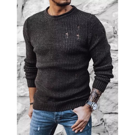 Sweter męski ciemnoszary Dstreet WX1990 ze sklepu DSTREET.PL w kategorii Swetry męskie - zdjęcie 176330550