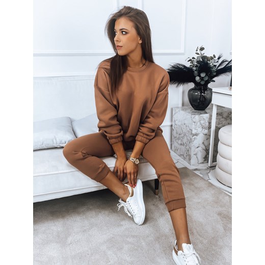 Komplet damski dresowy ARIELLA PREMIUM mokka Dstreet AY0730 ze sklepu DSTREET.PL w kategorii Dresy damskie - zdjęcie 176330580