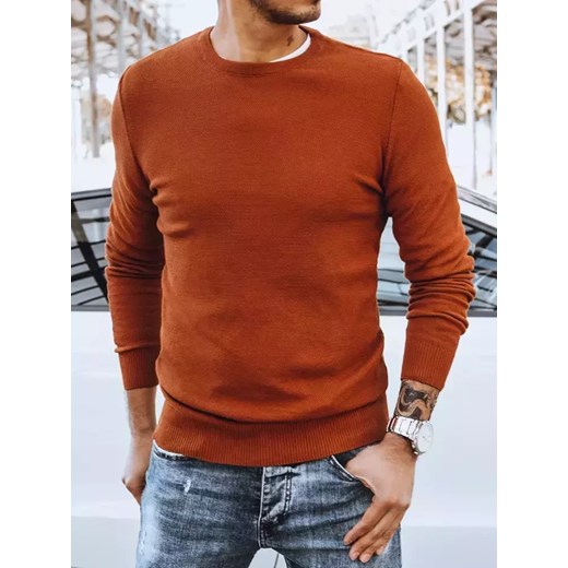Sweter męski klasyczny rudy Dstreet WX1936 ze sklepu DSTREET.PL w kategorii Swetry męskie - zdjęcie 176330761