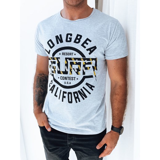 T-shirt męski z nadrukiem jasnoszary Dstreet RX5260 ze sklepu DSTREET.PL w kategorii T-shirty męskie - zdjęcie 176330814