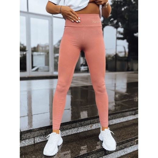Prążkowane legginsy damskie LOOK AT ME beżowe Dstreet UY1573 ze sklepu DSTREET.PL w kategorii Spodnie damskie - zdjęcie 176330962