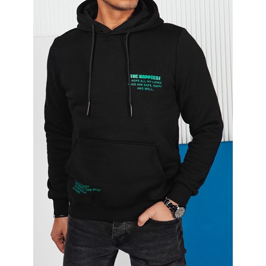 Bluza męska z kapturem czarna Dstreet BX5685 ze sklepu DSTREET.PL w kategorii Bluzy męskie - zdjęcie 176331004