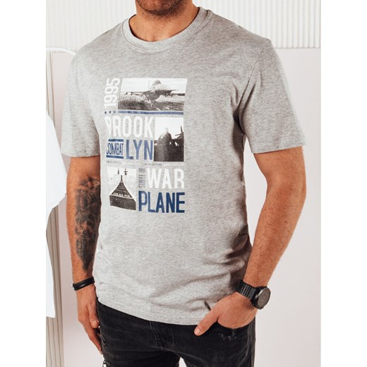 Koszulka męska z nadrukiem szara Dstreet RX5452 ze sklepu DSTREET.PL w kategorii T-shirty męskie - zdjęcie 176331010