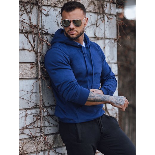 Bluza męska z kapturem niebieska Dstreet BX4684z ze sklepu DSTREET.PL w kategorii Bluzy męskie - zdjęcie 176331454
