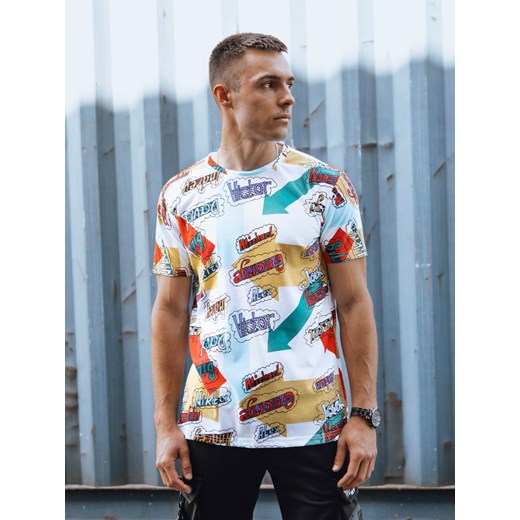 T-shirt męski z nadrukiem biały Dstreet RX5614 ze sklepu DSTREET.PL w kategorii T-shirty męskie - zdjęcie 176331871