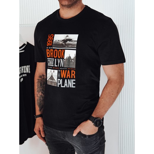 Koszulka męska z nadrukiem czarna Dstreet RX5453 ze sklepu DSTREET.PL w kategorii T-shirty męskie - zdjęcie 176332133