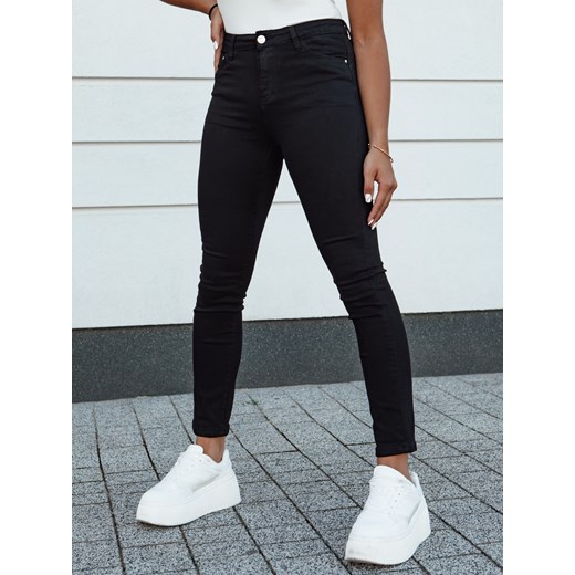 Spodnie damskie jeansowe slim fit ACORN czarne Dstreet UY2156 ze sklepu DSTREET.PL w kategorii Jeansy damskie - zdjęcie 176332262