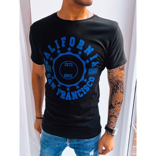 T-shirt męski z nadrukiem czarny Dstreet RX5085 ze sklepu DSTREET.PL w kategorii T-shirty męskie - zdjęcie 176332412