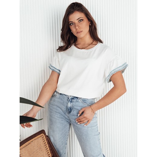 T-shirt damski boho HOLAS ecru Dstreet RY2333 ze sklepu DSTREET.PL w kategorii Bluzki damskie - zdjęcie 176332750