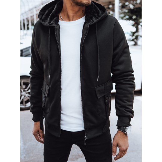 Ocieplana bluza męska rozpinana czarna Dstreet BX5623 ze sklepu DSTREET.PL w kategorii Bluzy męskie - zdjęcie 176332800