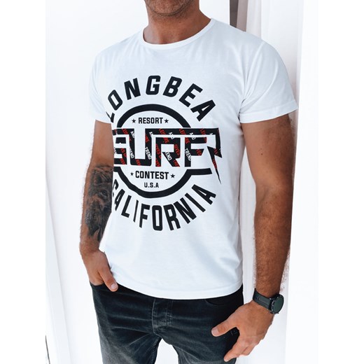 T-shirt męski z nadrukiem biały Dstreet RX5258 ze sklepu DSTREET.PL w kategorii T-shirty męskie - zdjęcie 176332822