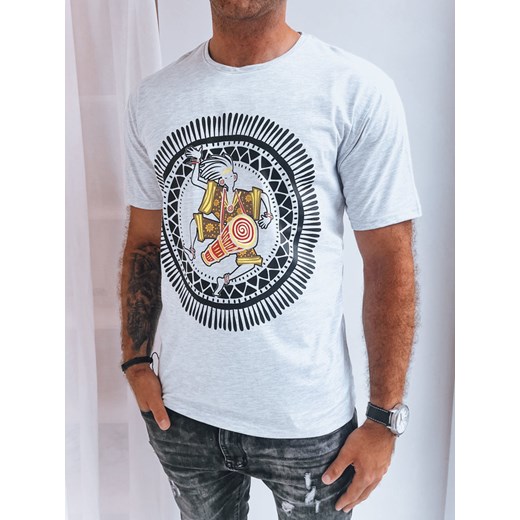 Jasnoszary t-shirt męski z nadrukiem Dstreet RX5300 ze sklepu DSTREET.PL w kategorii T-shirty męskie - zdjęcie 176333121
