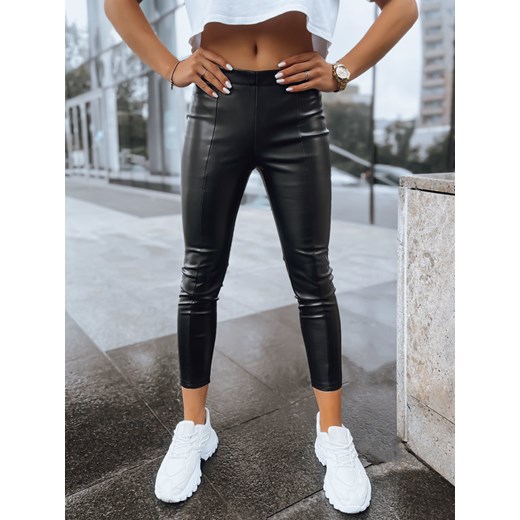 Legginsy damskie skórzane COSMIC GLAMOUR czarne Dstreet UY1565 ze sklepu DSTREET.PL w kategorii Spodnie damskie - zdjęcie 176333181