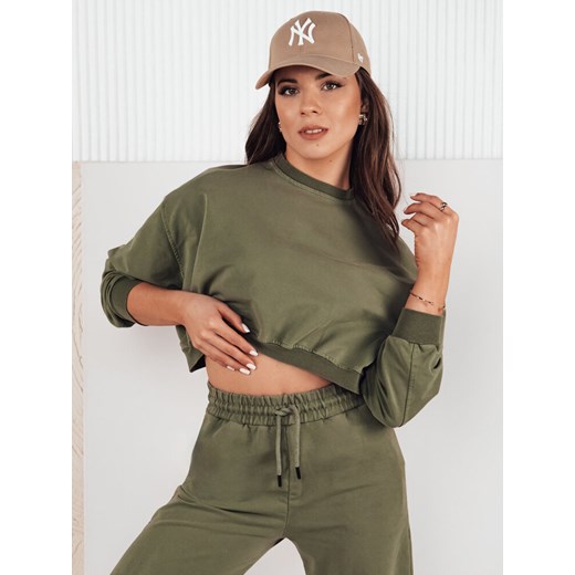 Komplet damski dresowy SOLIR khaki Dstreet AY1019 ze sklepu DSTREET.PL w kategorii Dresy damskie - zdjęcie 176333294