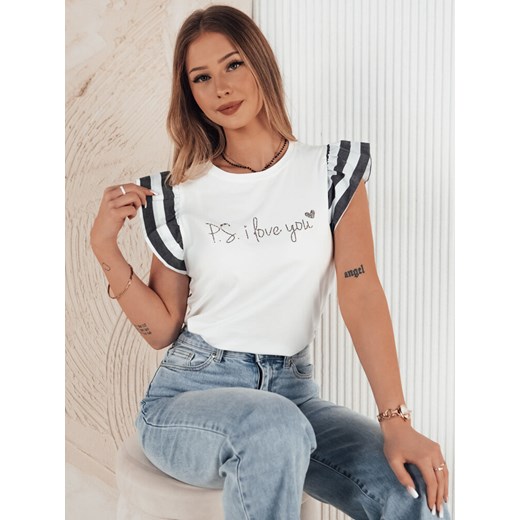 T-shirt damski AMOURI biały Dstreet RY2414 ze sklepu DSTREET.PL w kategorii Bluzki damskie - zdjęcie 176333511