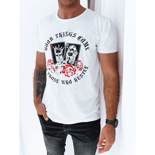 Koszulka męska z nadrukiem biała Dstreet RX5257 ze sklepu DSTREET.PL w kategorii T-shirty męskie - zdjęcie 176333870