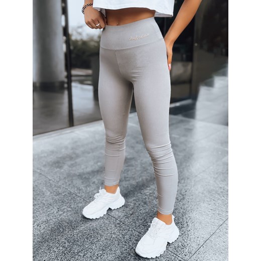 Prążkowane legginsy damskie LOOK AT ME jasnoszare Dstreet UY1574 ze sklepu DSTREET.PL w kategorii Spodnie damskie - zdjęcie 176334212