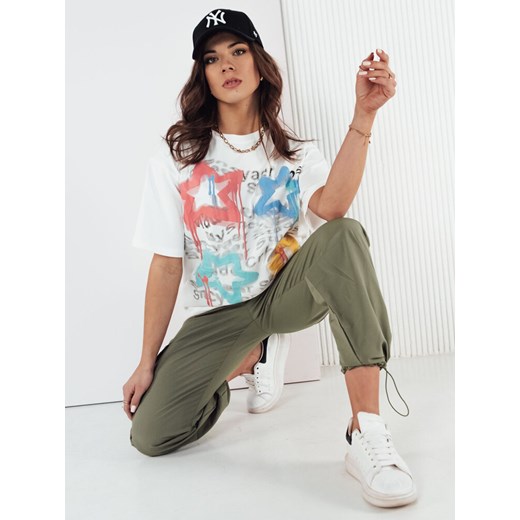 T-shirt damski STRELLO biały Dstreet RY2402 ze sklepu DSTREET.PL w kategorii Bluzki damskie - zdjęcie 176334450