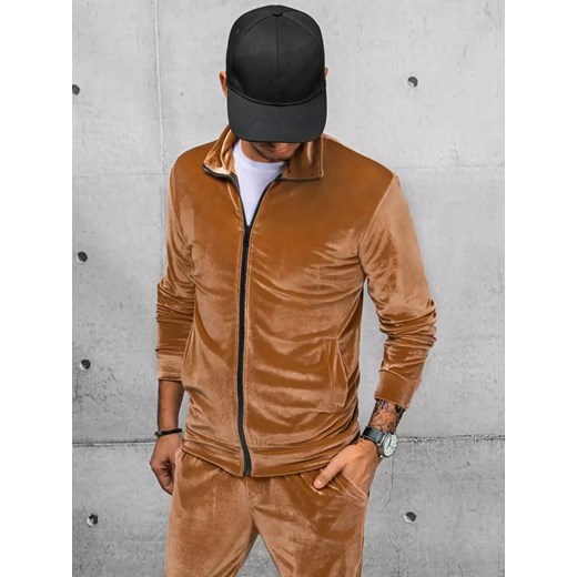 Bluza męska welurowa kamelowa Dstreet BX5539 ze sklepu DSTREET.PL w kategorii Bluzy męskie - zdjęcie 176334452