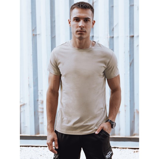 T-shirt męski bez nadruku beżowy RX5610 ze sklepu DSTREET.PL w kategorii T-shirty męskie - zdjęcie 176334504