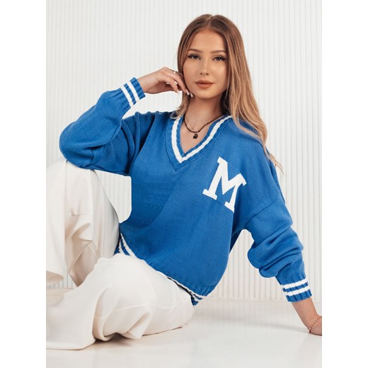 Sweter damski oversize MIRAGE niebieski Dstreet MY2221 ze sklepu DSTREET.PL w kategorii Swetry damskie - zdjęcie 176334613
