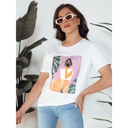 T-shirt damski MEMORY biały Dstreet RY2627 ze sklepu DSTREET.PL w kategorii Bluzki damskie - zdjęcie 176334731