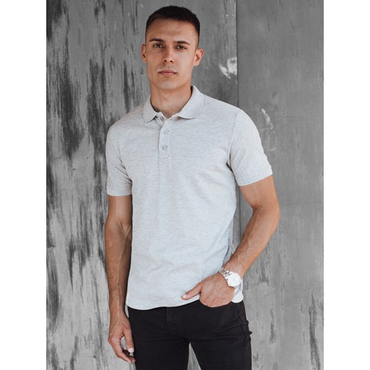 Koszulka męska polo jasnoszara Dstreet PX0597 ze sklepu DSTREET.PL w kategorii T-shirty męskie - zdjęcie 176334741