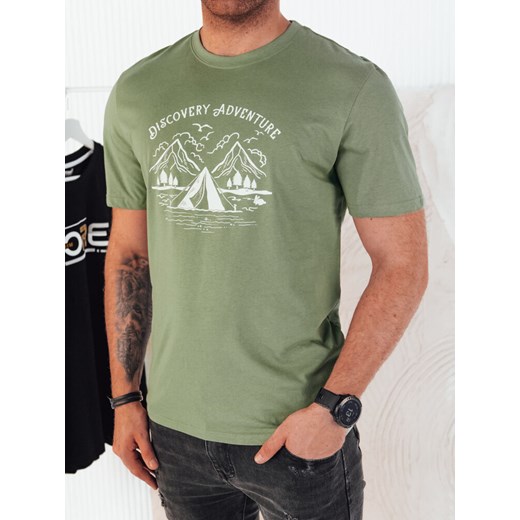 Koszulka męska z nadrukiem zielona Dstreet RX5414 ze sklepu DSTREET.PL w kategorii T-shirty męskie - zdjęcie 176334781