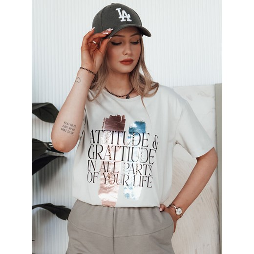 T-shirt damski MISTAL jasnoszary Dstreet RY2578 ze sklepu DSTREET.PL w kategorii Bluzki damskie - zdjęcie 176334941