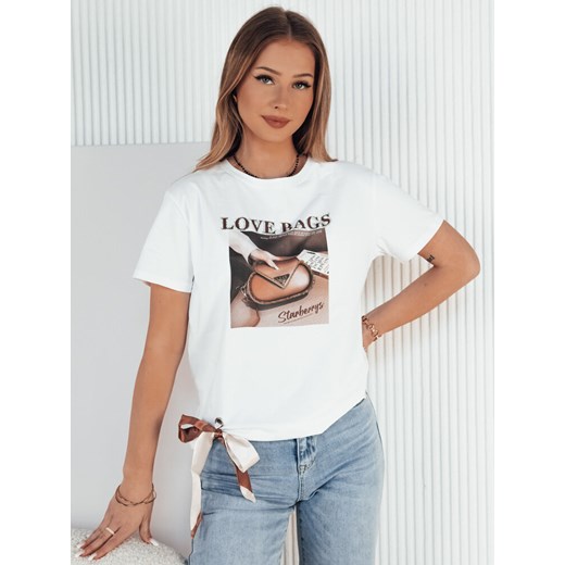 T-shirt damski LOBAG biały Dstreet RY2409 ze sklepu DSTREET.PL w kategorii Bluzki damskie - zdjęcie 176334960