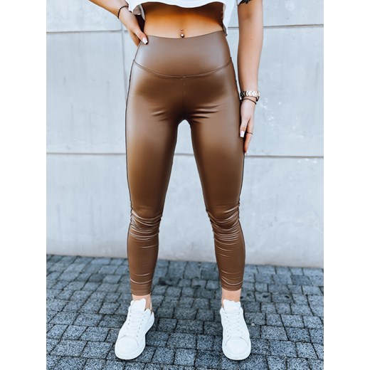 Legginsy damskie woskowane JEWELS kamelowe Dstreet UY1703 ze sklepu DSTREET.PL w kategorii Spodnie damskie - zdjęcie 176335200