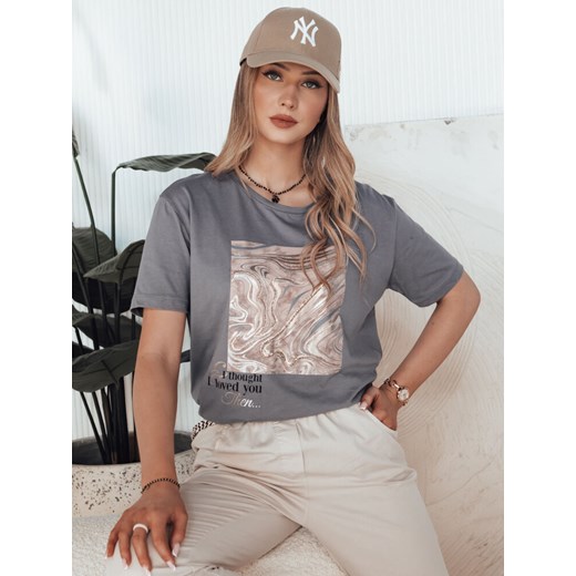 T-shirt damski PISTAN szary Dstreet RY2602 ze sklepu DSTREET.PL w kategorii Bluzki damskie - zdjęcie 176335344