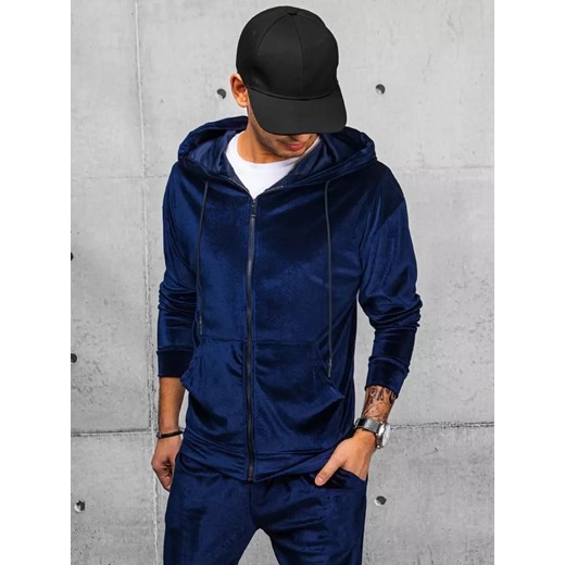 Bluza męska welurowa granatowa Dstreet BX5541 ze sklepu DSTREET.PL w kategorii Bluzy męskie - zdjęcie 176335361