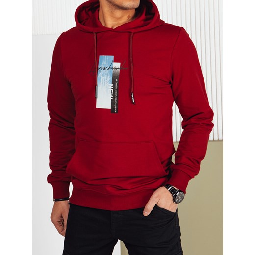 Bluza męska z kapturem bordowa Dstreet BX5728 ze sklepu DSTREET.PL w kategorii Bluzy męskie - zdjęcie 176335393