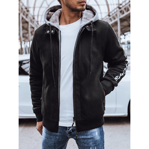 Ocieplana bluza męska z nadrukiem czarna Dstreet BX5613 ze sklepu DSTREET.PL w kategorii Bluzy męskie - zdjęcie 176335842